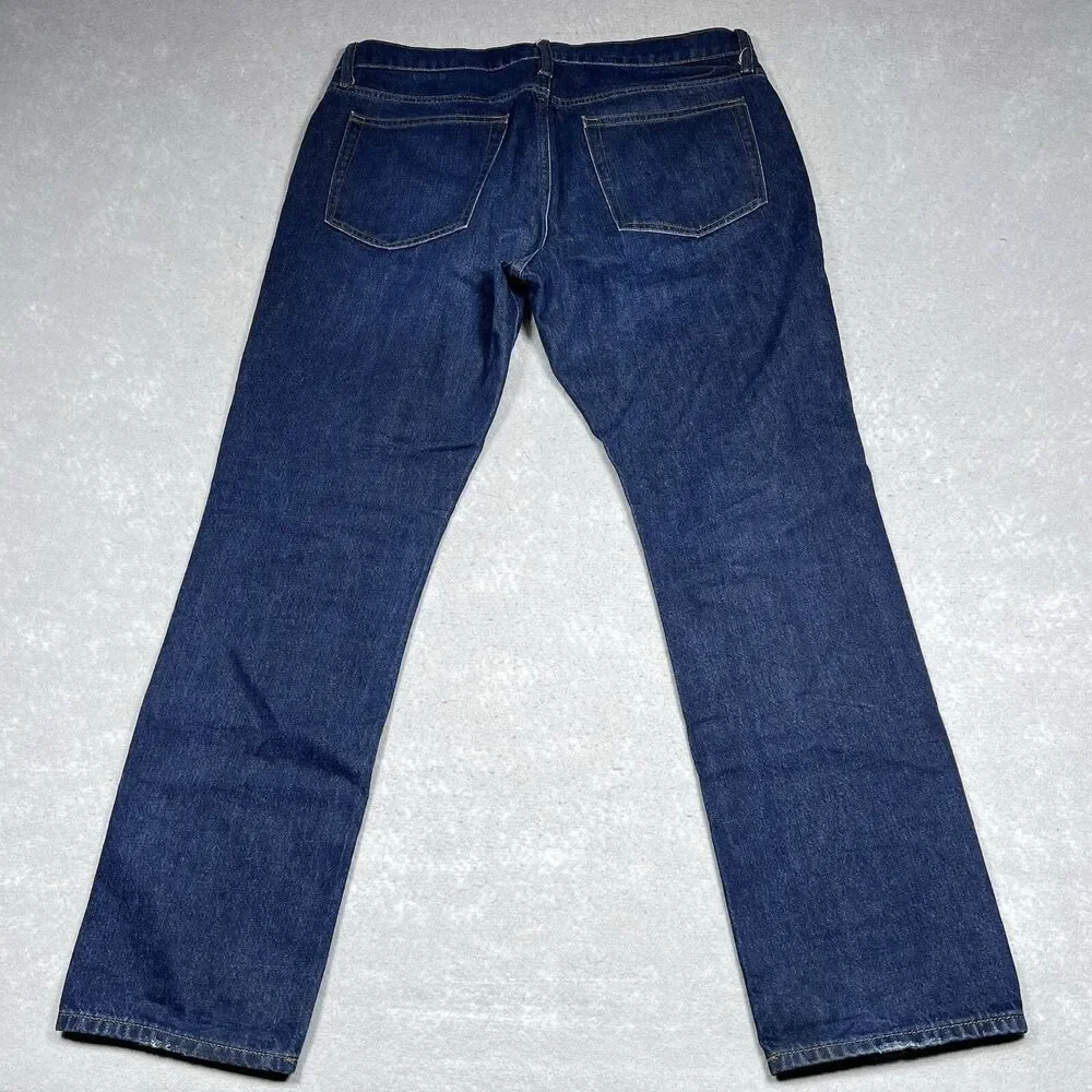 J. Crew Straight Jeans Mens Size 36 Dark Wash Blue Comfy Stretchy Denim